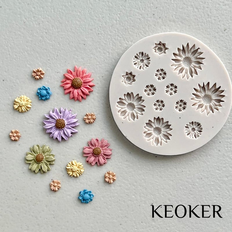 KEOKER Flower Polymer Clay Molds - Daisy Miniature Clay Molds for Jewelry Making, Earrings Decoration (Small Flower) - Image 5