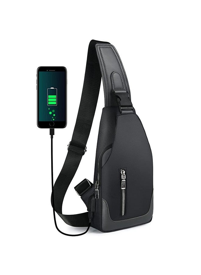 Proberos Crossbody Bagpack Sling Bag For Men Women Shoulder Bag With Cable Vent Adjustable Strap For Commuting Travel Outdoor Activities Cycling Black - Image 1