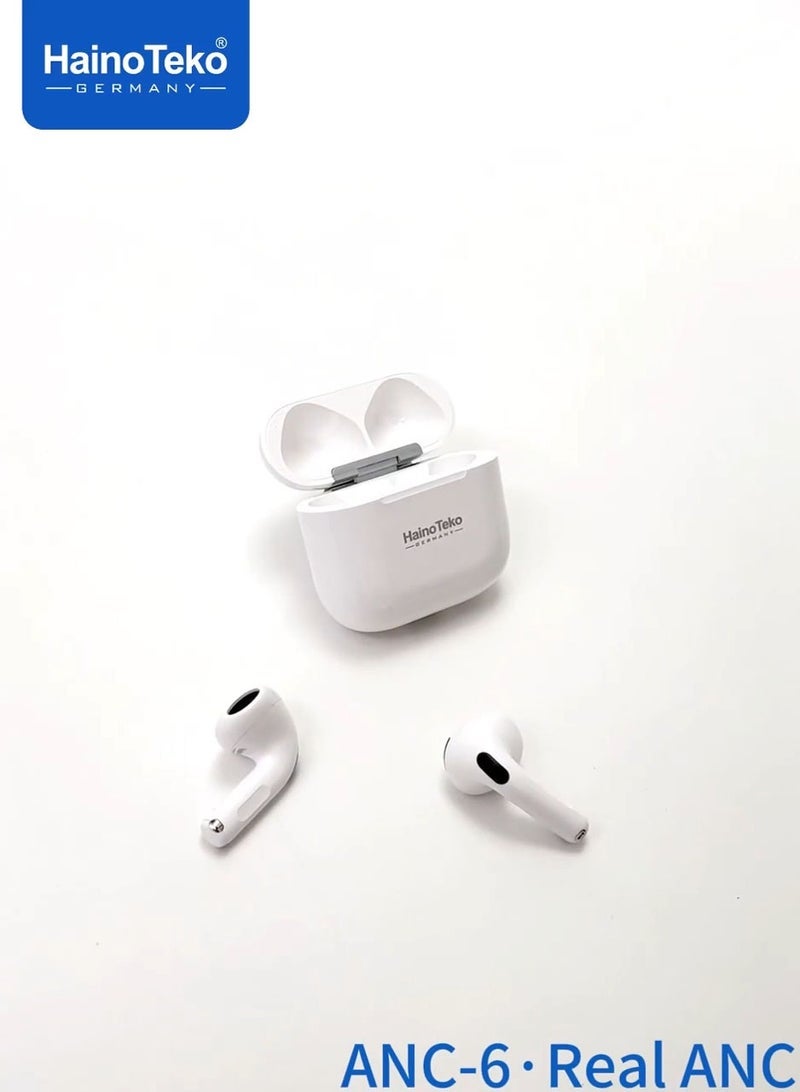 Haino Teko HainoTeko ANC-6 Bluetooth Earphones – Hi-Res Wireless Audio with Active Noise Cancellation – Smart Touch Controls – Built-in Microphone – Long Battery Life – Sleek Design – Seamless Compatibility with iPhones and Other Bluetooth Devices – Black - Image 4