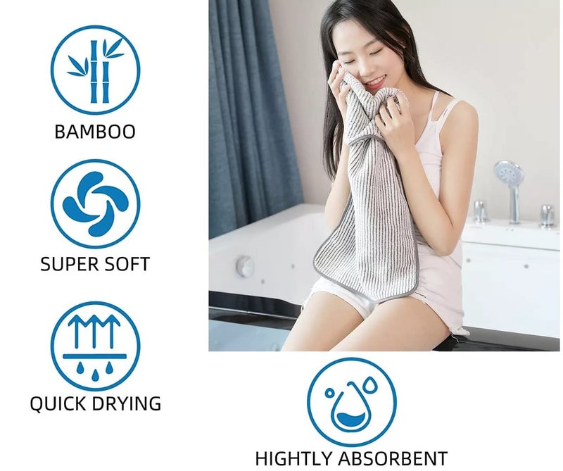 Trifecta Soft Fluffy Microfiber Face, Hand Towel, Makeup Remover Cloth Extra Soft Facial Cleansing Towel Bamboo Charcoal Washcloths for Face Size 75 x 35 CM (White - 4) - Image 3