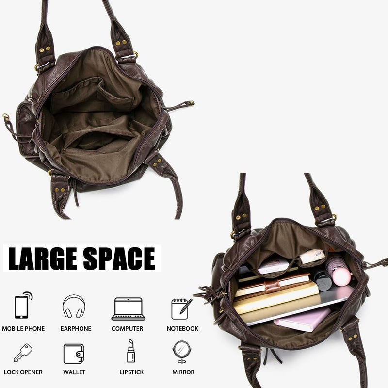 Geelyda Crossbody Bags for Women, Washed Soft Leather Large Tote Bag, Y2K Hobo Bag, Vintage Handbags Shoulder Bag - Image 4