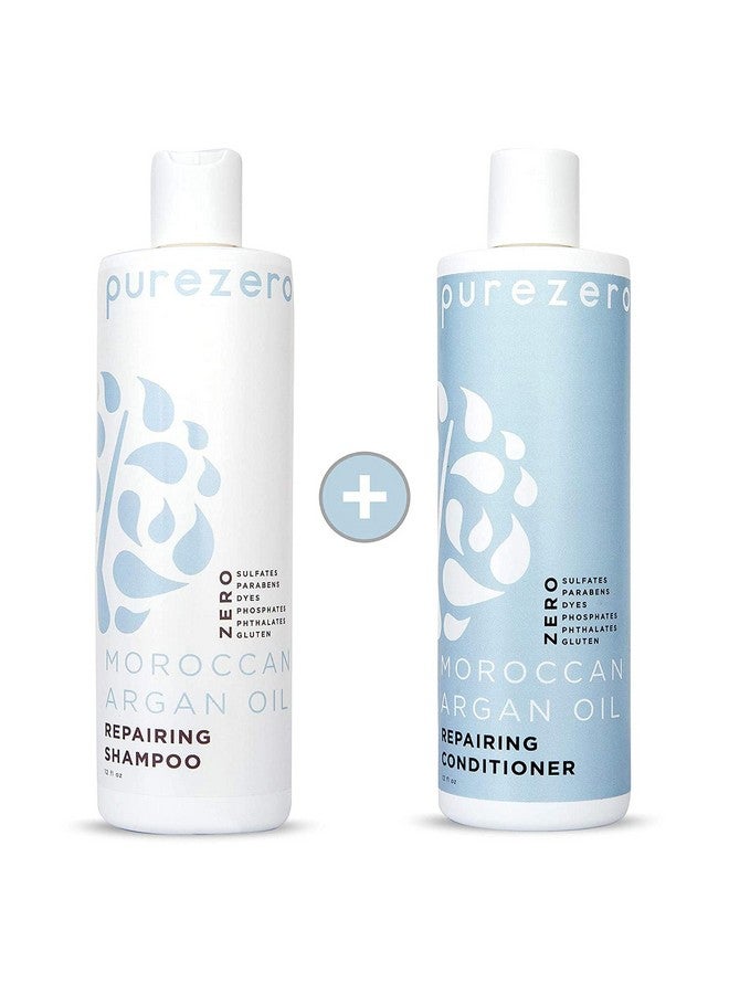 Purezero Urezero Moroccan Argan Oil Shampoo & Conditioner Set Repair Damaged Hair Restore Strength Shine & Softness Zero Sulfates Parabens Dyes Gluten 100% Vegan & Cruelty Free Great For Color Treated Hair - Image 2