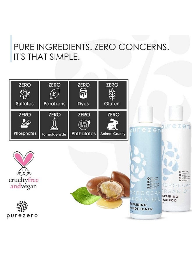 Purezero Urezero Moroccan Argan Oil Shampoo & Conditioner Set Repair Damaged Hair Restore Strength Shine & Softness Zero Sulfates Parabens Dyes Gluten 100% Vegan & Cruelty Free Great For Color Treated Hair - Image 5