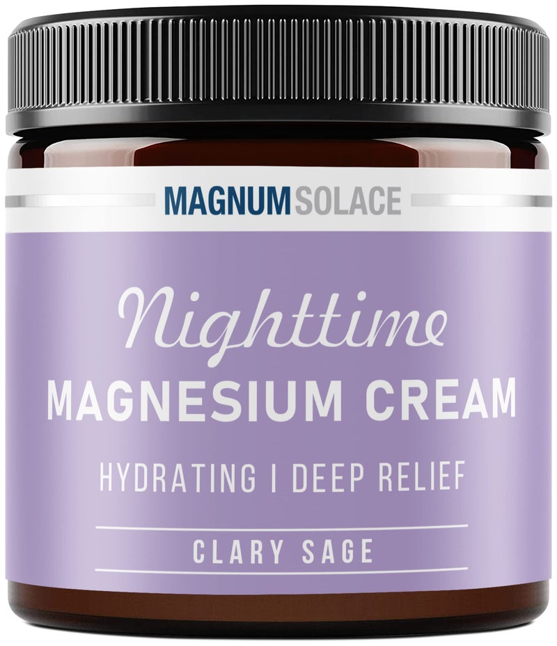 Magnum Solace Magnesium Lotion Nighttime Magnesium Cream Apply to Legs Arms or Chest Topical Magnesium Chloride USA Made and Safe for Kids Clary Sage