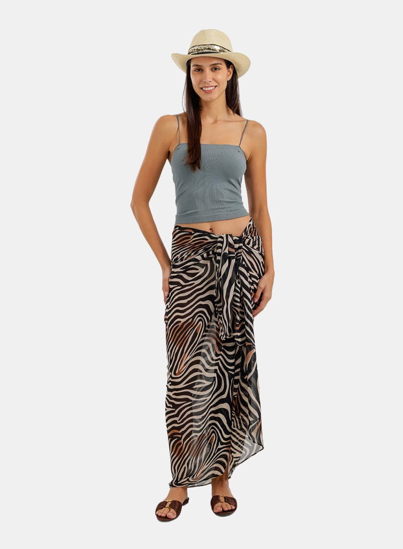Carina Zebra-Print Beach Sarong - Image 1