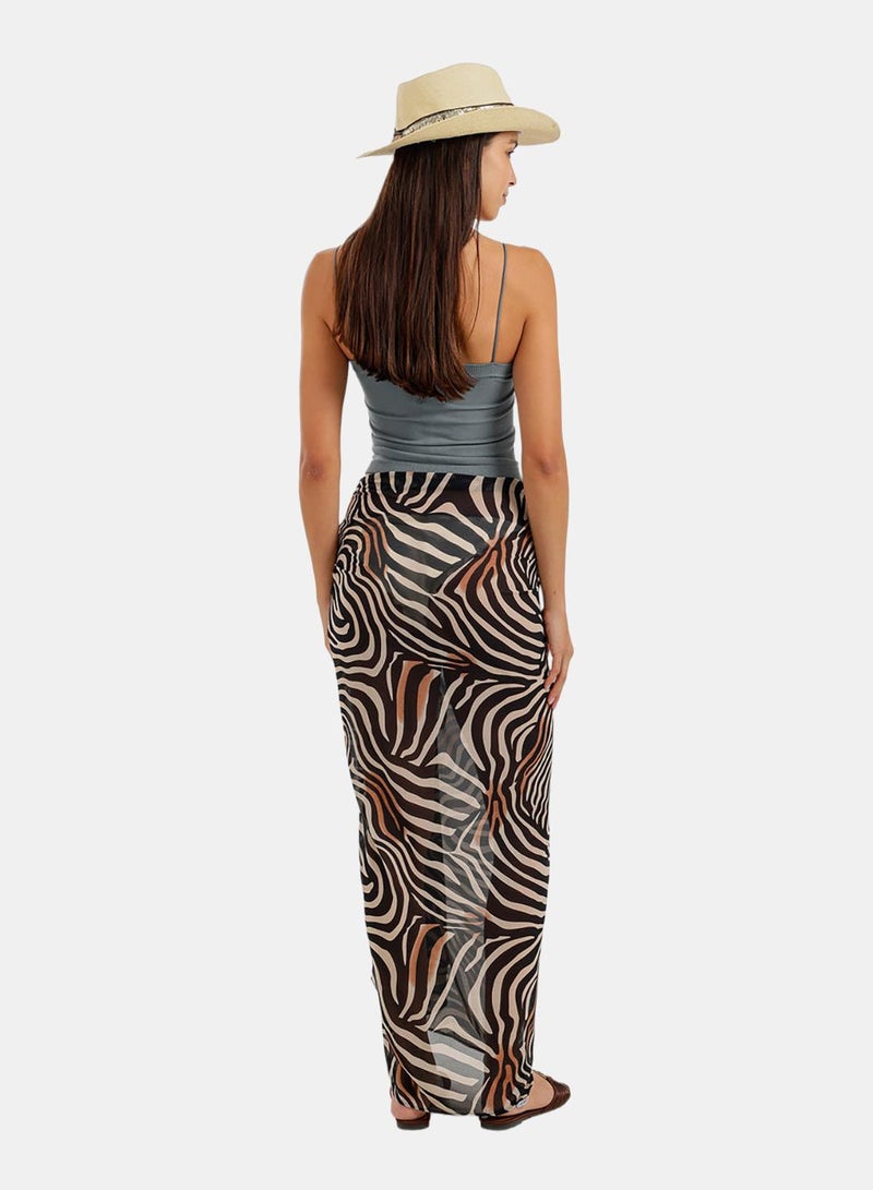 Carina Zebra-Print Beach Sarong - Image 4