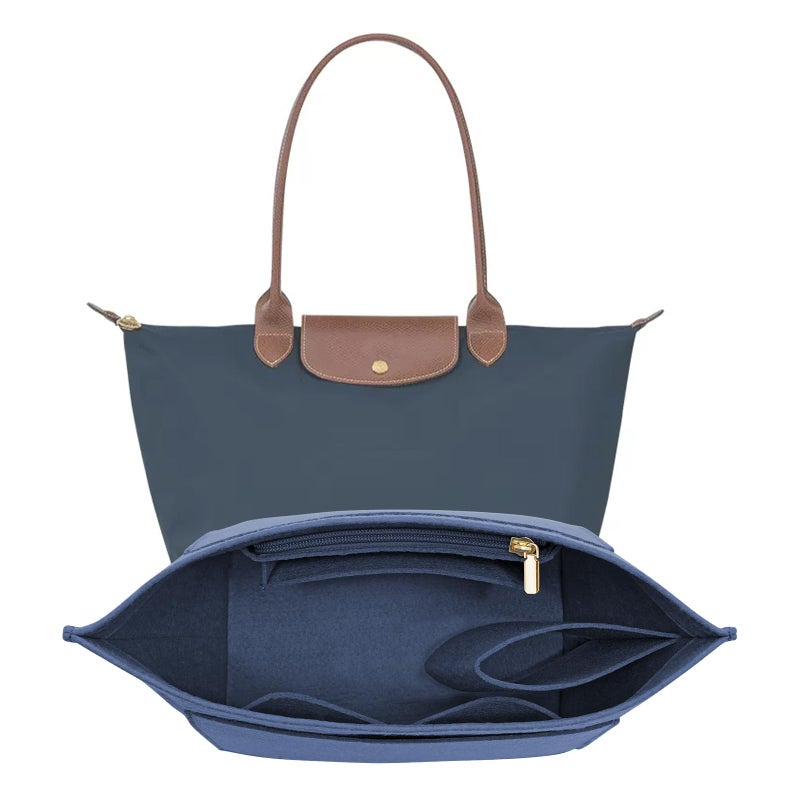 LOUKAYCCI Felt Purse Organizer Insert for Longchamp Le Pliage M Handbag Insert (Dark Blue, Medium) - Image 1