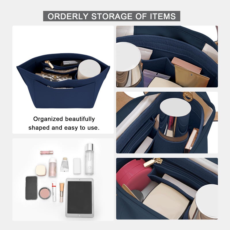 LOUKAYCCI Felt Purse Organizer Insert for Longchamp Le Pliage M Handbag Insert (Dark Blue, Medium) - Image 5