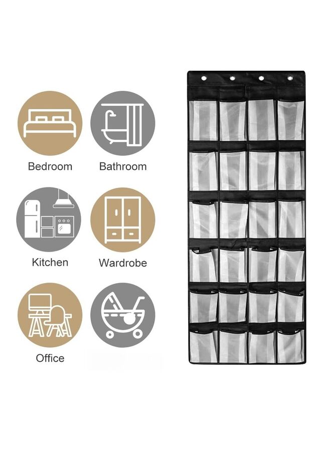 Over door shoe storage- 24 Large Mesh Pockets Shoe with 4 Reversible Heavy Duty Metal Over Door Hooks for Ideal Hanging Shoe Storage Hanger  - Image 3