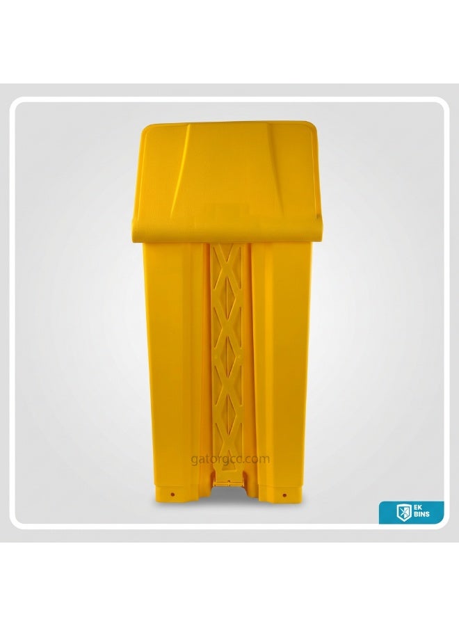 EK Bins Plastic Garbage Bin | Medical Waste Pedal Bin | Hands-Free Covered Waste Bin | Clinical & Utility Use | 87L | Yellow - Image 3