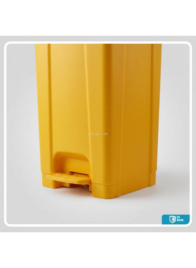 EK Bins Plastic Garbage Bin | Medical Waste Pedal Bin | Hands-Free Covered Waste Bin | Clinical & Utility Use | 87L | Yellow - Image 4