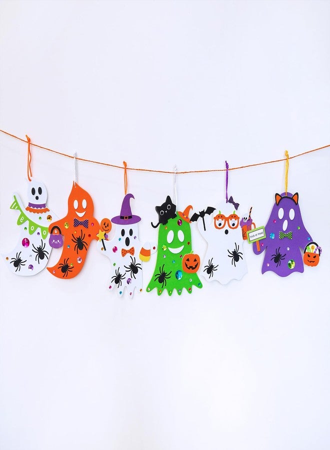 Winlyn 24 Set Fall Crafts DIY Halloween Ghost Tree Ornaments Decorations Kit with Foam Ghost Stickers for Kids Party Favors & Classroom Art Activities - Image 4