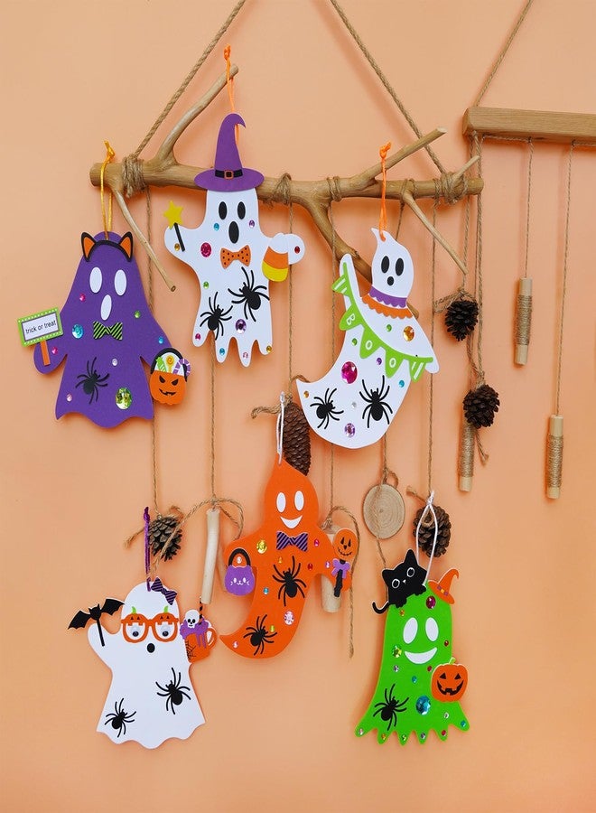 Winlyn 24 Set Fall Crafts DIY Halloween Ghost Tree Ornaments Decorations Kit with Foam Ghost Stickers for Kids Party Favors & Classroom Art Activities - Image 5