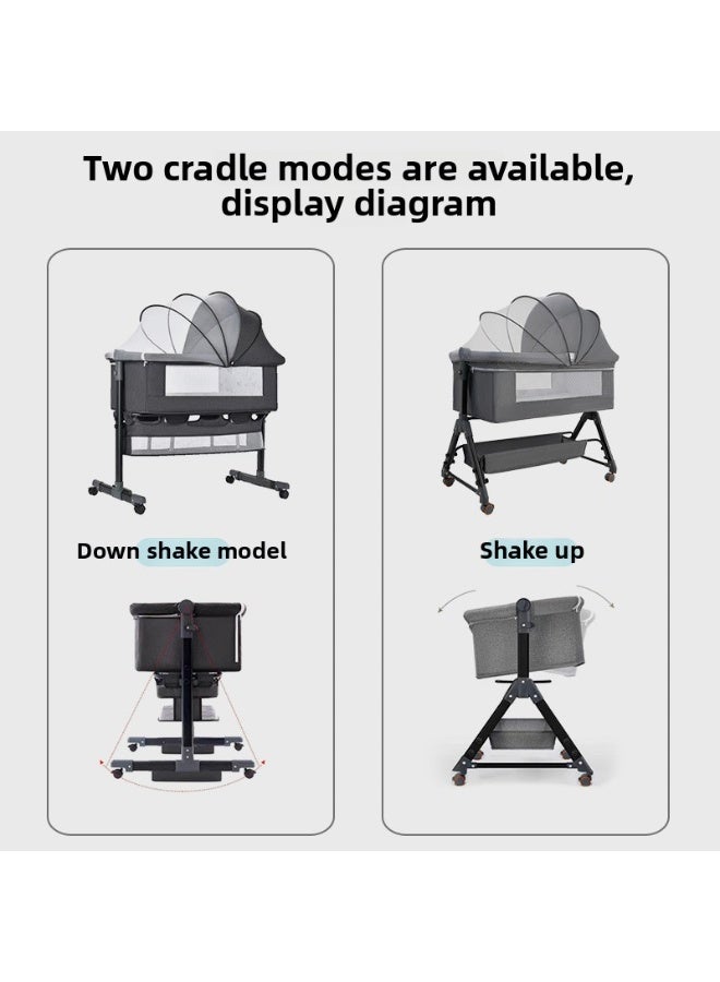 ORiTi سرير أطفال، سرير حديثي الولادة، سرير كبير ملحق، سرير أطفال متعدد الوظائف، قابل للتحريك والطوي - أخضر - Image 4