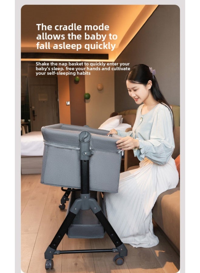 ORiTi سرير أطفال، سرير حديثي الولادة، سرير كبير ملحق، سرير أطفال متعدد الوظائف، قابل للتحريك والطوي - أخضر - Image 2