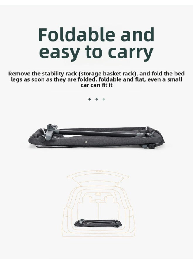 ORiTi سرير أطفال، سرير حديثي الولادة، سرير كبير ملحق، سرير أطفال متعدد الوظائف، قابل للتحريك والطوي - أخضر - Image 5