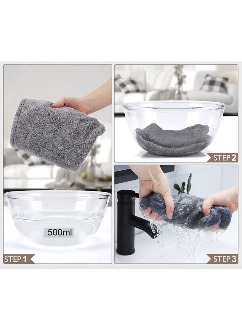 3-Pack Dry Hair Caps, Microfiber Hair Towel for Wet Hair Pink Blue Grey - Image 3