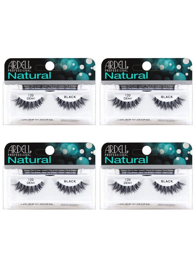 ARDELL Natural Lashes False Eyelashes 120 - Black, Natural Look Strip Lashes, Reusable - 4 Pack - Image 1