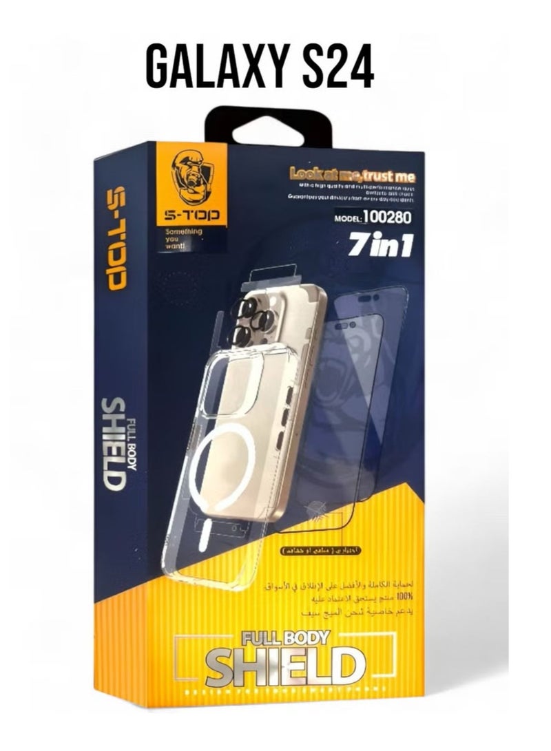 اس-توب بكج الحماية الكاملة لـ سامسونج جالكسي اس 24 (Samsung Galaxy S24) حماية كاملة لجهازك ضد الخدوش والسقوط (7in1), البكج الأصلي من S-TOP - Image 1