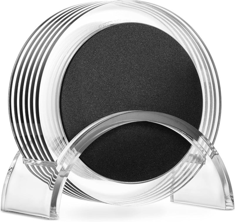 MITBAK Acrylic Drink Coasters Set of 6 | Premium Stylish Black 4 Inch Coaster Set for Tabletop, Coffee Table Protection | Coasters Will Not Scratch Your Wood Tables or Stick to Glass | Home Decor Accent - Image 1