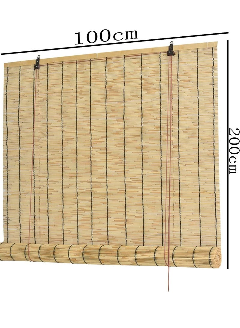 FFD Bamboo Roll Up Blinds Bamboo Shades Blinds Reed Curtain Outdoor Bamboo Roll Up Shades Reed Curtains Windows Outdoor Roller Shade for Garden Porch Patio - Image 2