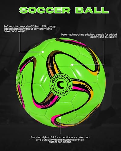 American Challenge Brasilia Soccer Ball – Sizes 5, 4, 3 & 2 – Youth & Adult Training Soccer Ball for Practice, Games & Grass Fields - Image 3