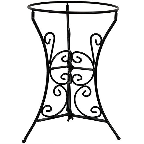 Sunnydaze Black Steel Gazing Ball Stand Outdoor for 10Inch or 12Inch Garden Gazing Globes  115Inch H  Decorative Scroll