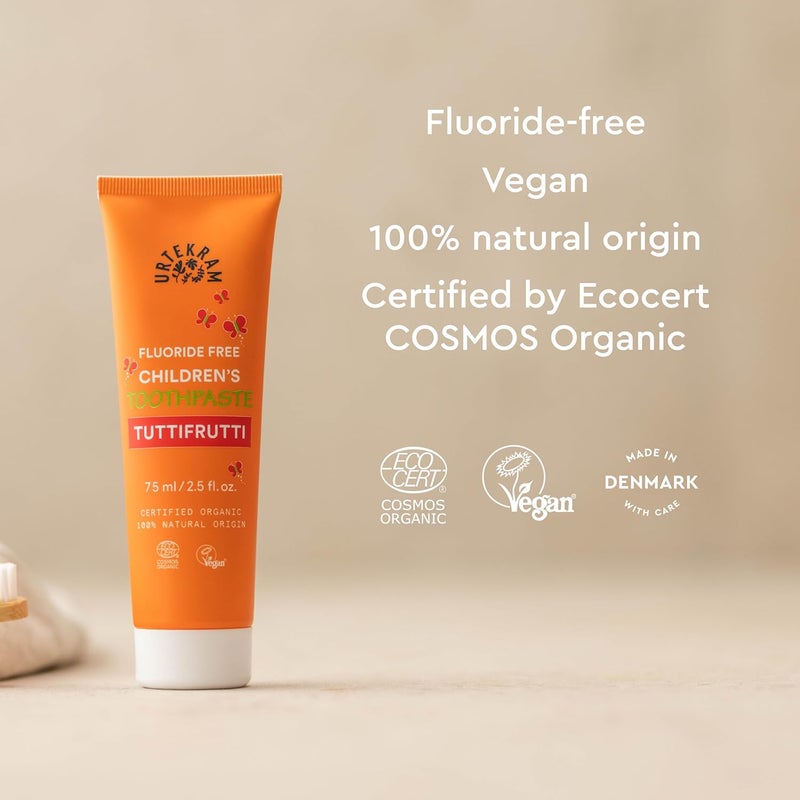 Urtekram Toothpaste Trutti Frutti Childrens Vegan Organic Natural Origin 75 ml - Image 4