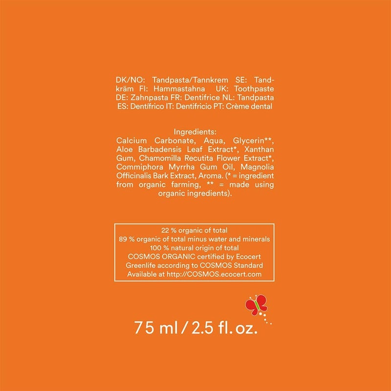 Urtekram Toothpaste Trutti Frutti Childrens Vegan Organic Natural Origin 75 ml - Image 2