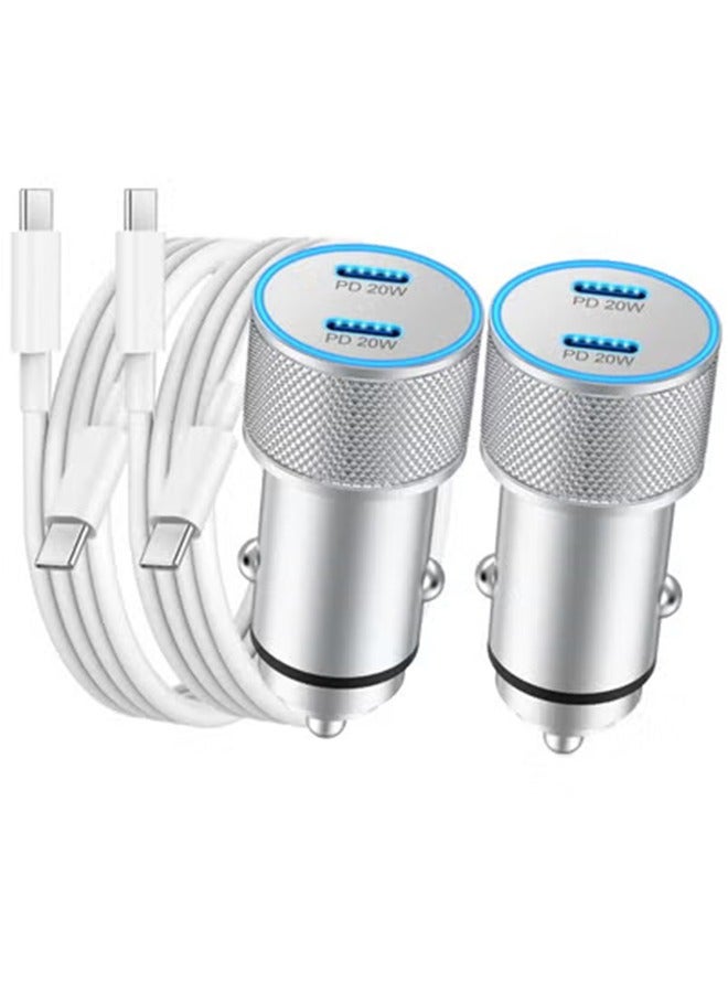 General iPhone 15/15 Pro Max Car Charger, 2 Pack 40W Dual Port Fast USB C Car Charger Power Adapter with 3FT USB C to C Cable for iPhone 15/15 Plus/15 Pro Max, iPad Pro/Air/Mini  - Image 1