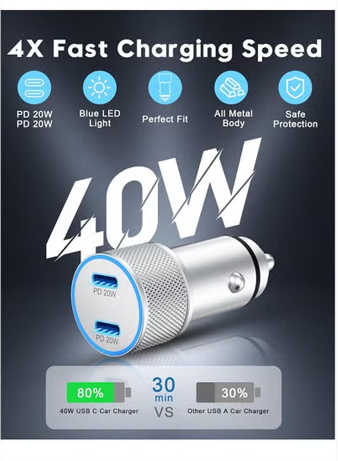General iPhone 15/15 Pro Max Car Charger, 2 Pack 40W Dual Port Fast USB C Car Charger Power Adapter with 3FT USB C to C Cable for iPhone 15/15 Plus/15 Pro Max, iPad Pro/Air/Mini  - Image 2