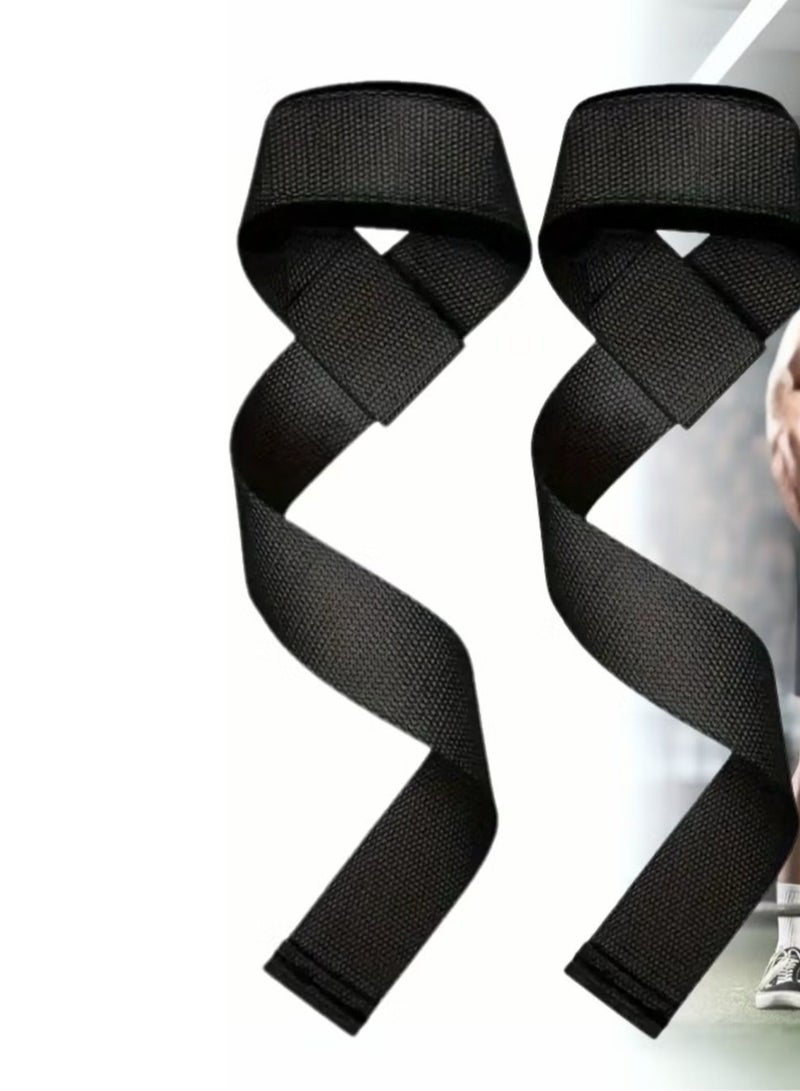 Weight Lifting Straps Adjustable Wrist Support for Gym Training, Powerlifting, Bodybuilding and Fitness, Heavy Duty Grip Straps for Men and Women Strength Training Gym Accessories - Black