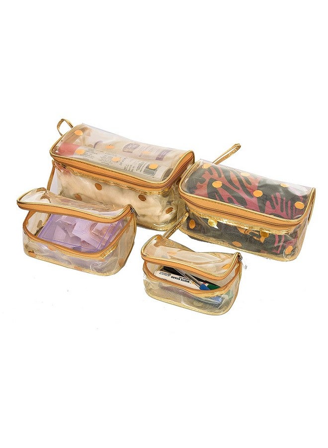 PRISMAXIC 4 Multipurpose Fabric Makeup Cosmetic Toiletry Travel kit Organizer Vanity Box - Transparent Multipurpose Makeup Cosmetics Bag - Printed Organizer (Set of 4) (Multi) - Image 3