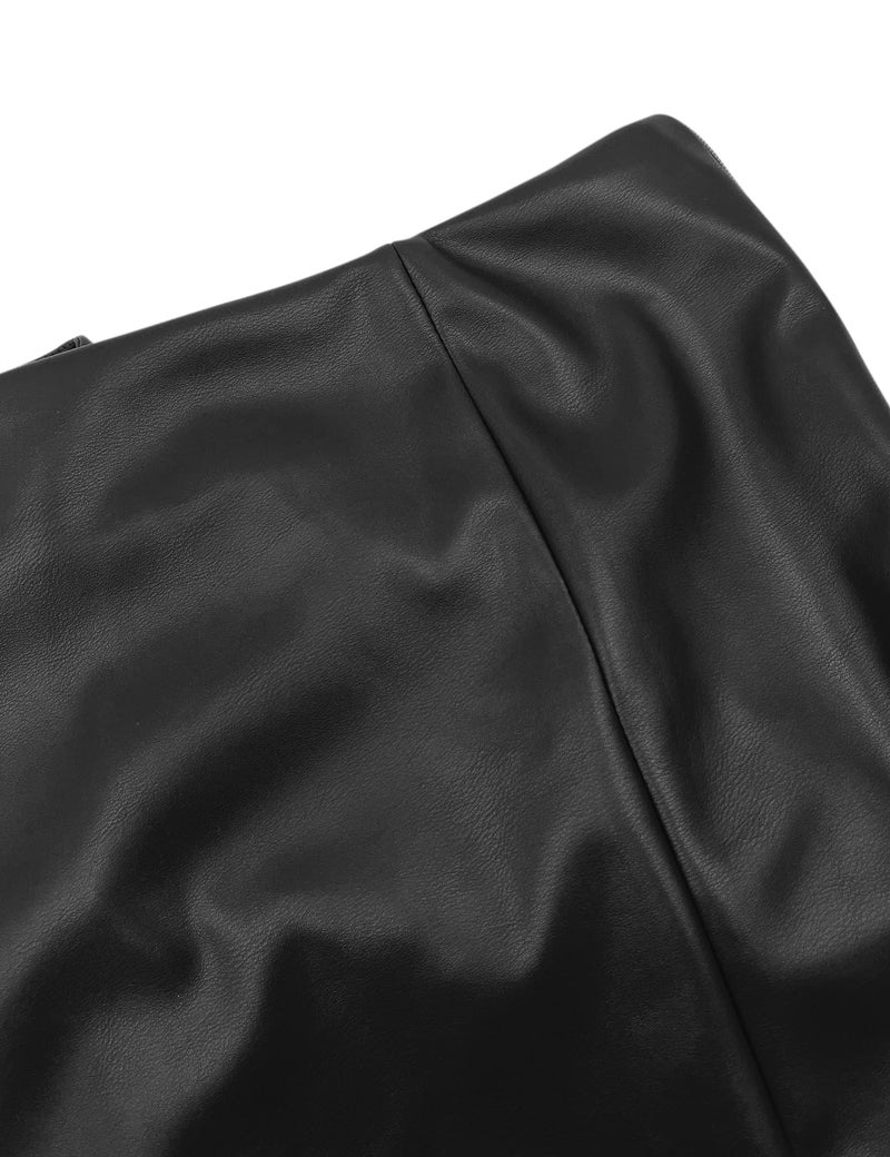 Fallorchid Women's Faux Leather Shorts Sexy Skinny Mini Shorts Hot Pants Black - Image 4