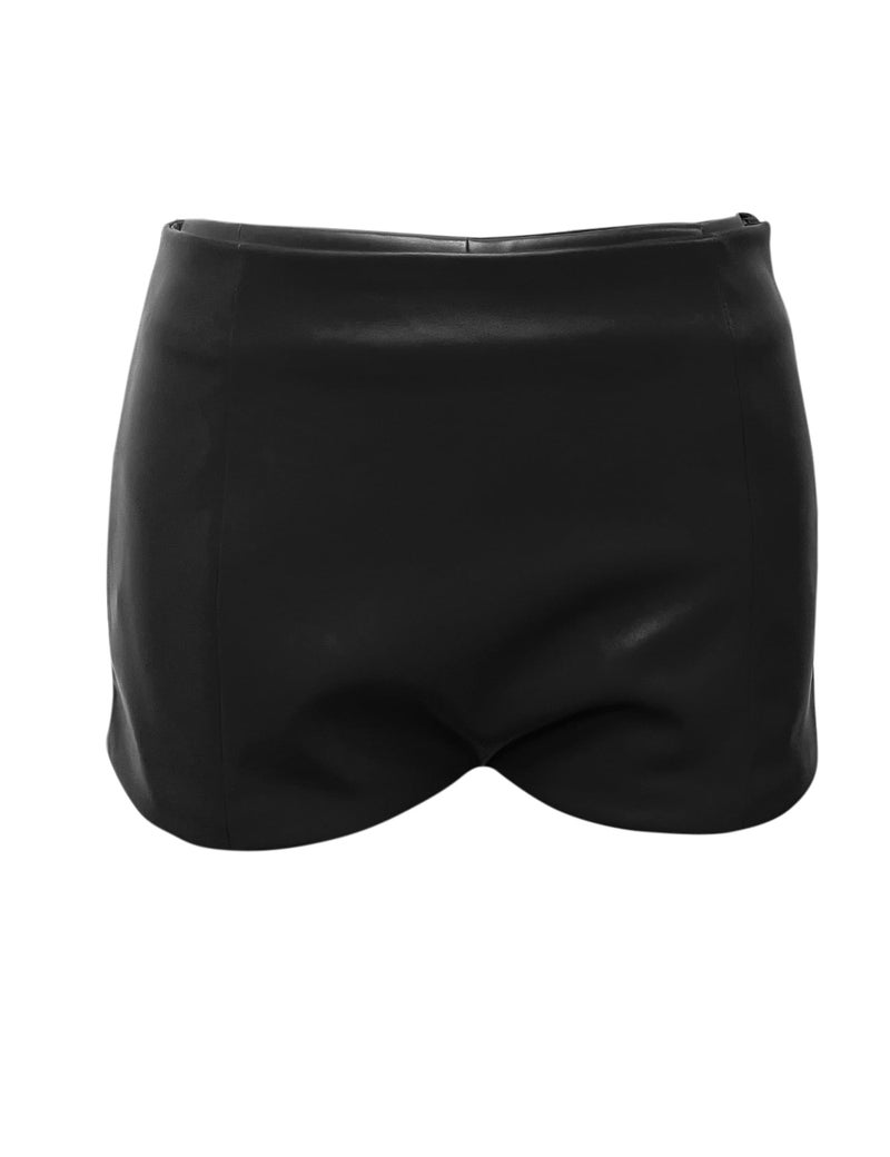 Fallorchid Women's Faux Leather Shorts Sexy Skinny Mini Shorts Hot Pants Black - Image 3