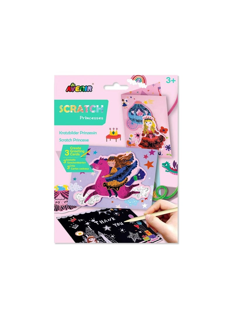 Avenir Scratch - Princesses | Arts & Crafts, Greeting Cards Set | Make Beautiful Greetings Cards | Scratch Art 3+ - Image 1