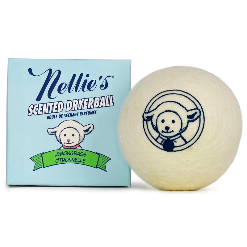 Nellie's Scented Wool Dryerball - Lemongrass Scented - Made with 100% Pure New Zealand Wool and Lasts Approximately 50 Drying Loads - Silent in Your Dryer! - Image 1