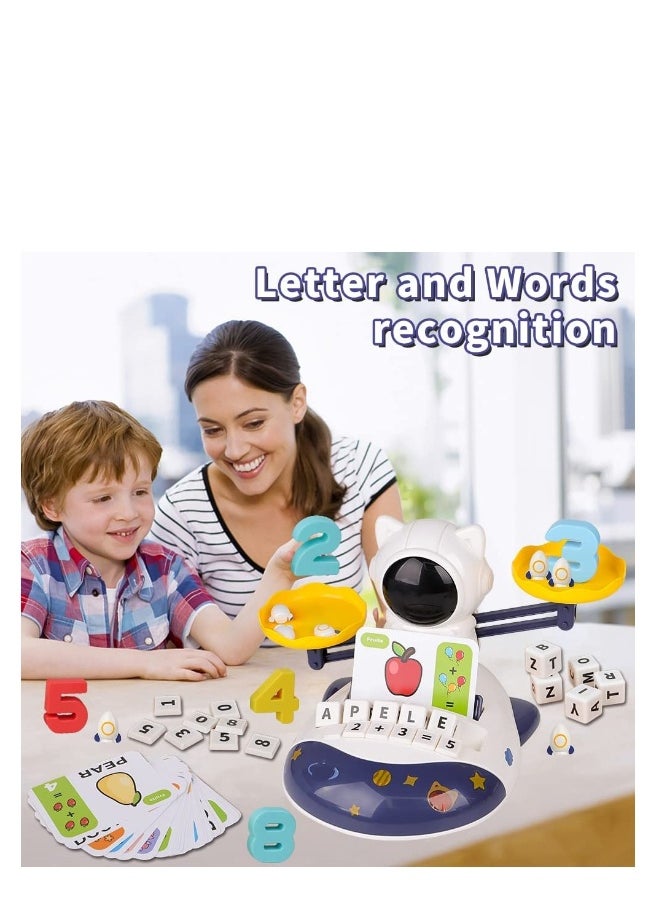 3 in 1 Math Game Toys for Kids 4 5 6 7 Year Old Preschool Learning Activities Toddlers Space Balance with Spelling Counting Reading Flash Cards Gifts Boys Girls  - Image 3