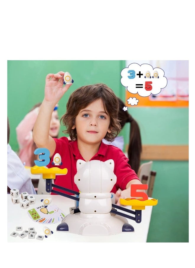 3 in 1 Math Game Toys for Kids 4 5 6 7 Year Old Preschool Learning Activities Toddlers Space Balance with Spelling Counting Reading Flash Cards Gifts Boys Girls  - Image 2