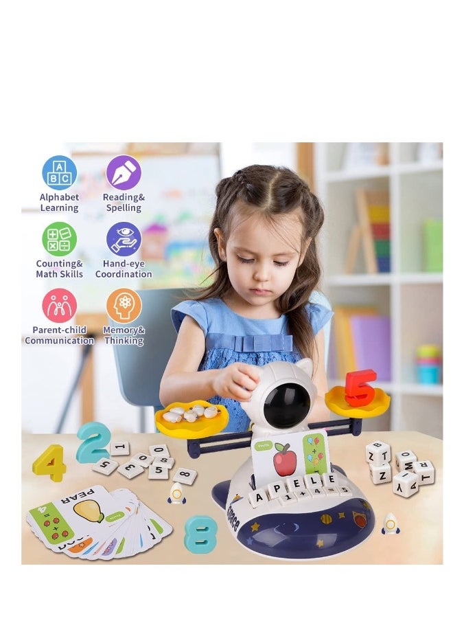 3 in 1 Math Game Toys for Kids 4 5 6 7 Year Old Preschool Learning Activities Toddlers Space Balance with Spelling Counting Reading Flash Cards Gifts Boys Girls  - Image 4