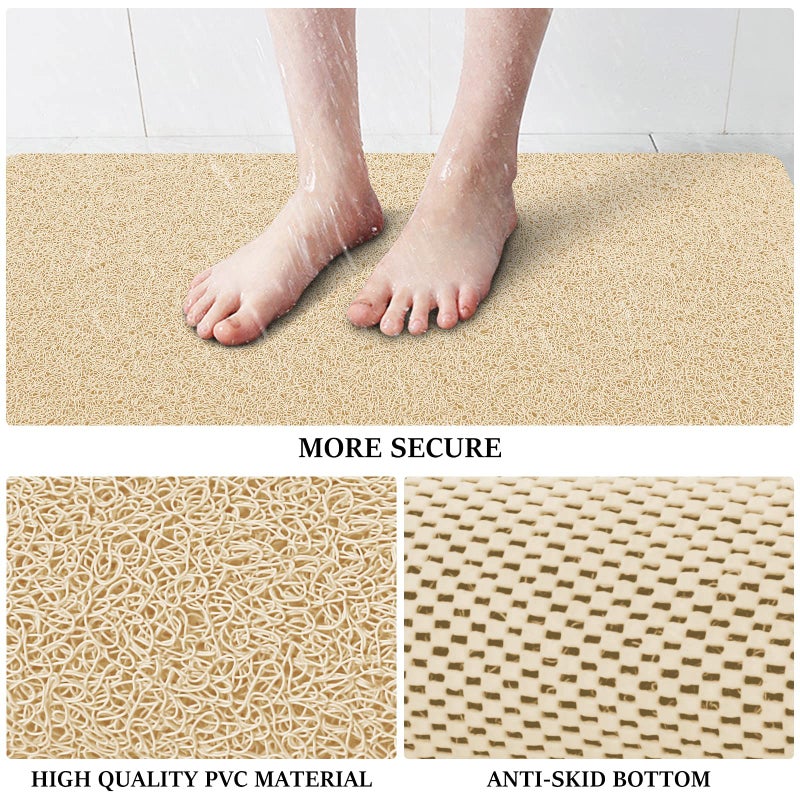 LuxStep Shower Mat Bathtub Mat,24x16 inch, Non-Slip Bath Mat with Drain, Quick Drying PVC Loofah Bathmat for Tub,Shower,Bathroom (Phthalate Free,Khaki) - Image 3