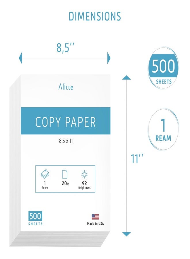 Alitte Printer Paper - 8.5 x 11 White Letter Size Copy Paper, 1 Ream 500 Sheets 20 lb Printing Paper for Documents Writing, Drawing, Smooth, 92 Bright | Home, School, Office Supplies | Made in USA - Image 3