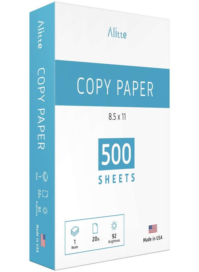 Alitte Printer Paper - 8.5 x 11 White Letter Size Copy Paper, 1 Ream 500 Sheets 20 lb Printing Paper for Documents Writing, Drawing, Smooth, 92 Bright | Home, School, Office Supplies | Made in USA - Image 1