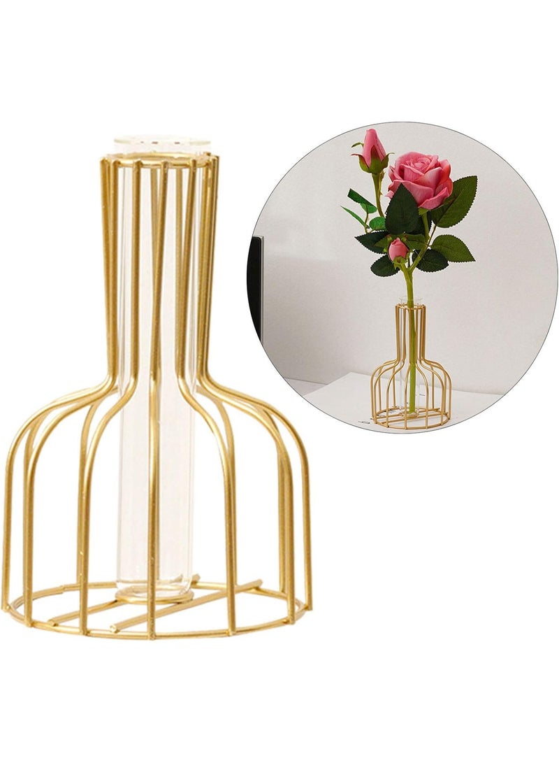 Nordic Style Glass Vase with Metal Rack Stand – Modern Tabletop Plant Holder for Hydroponic Displays and Living Room Decor - Image 4