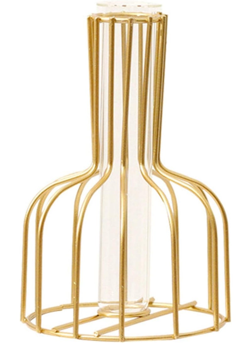 Nordic Style Glass Vase with Metal Rack Stand – Modern Tabletop Plant Holder for Hydroponic Displays and Living Room Decor - Image 5
