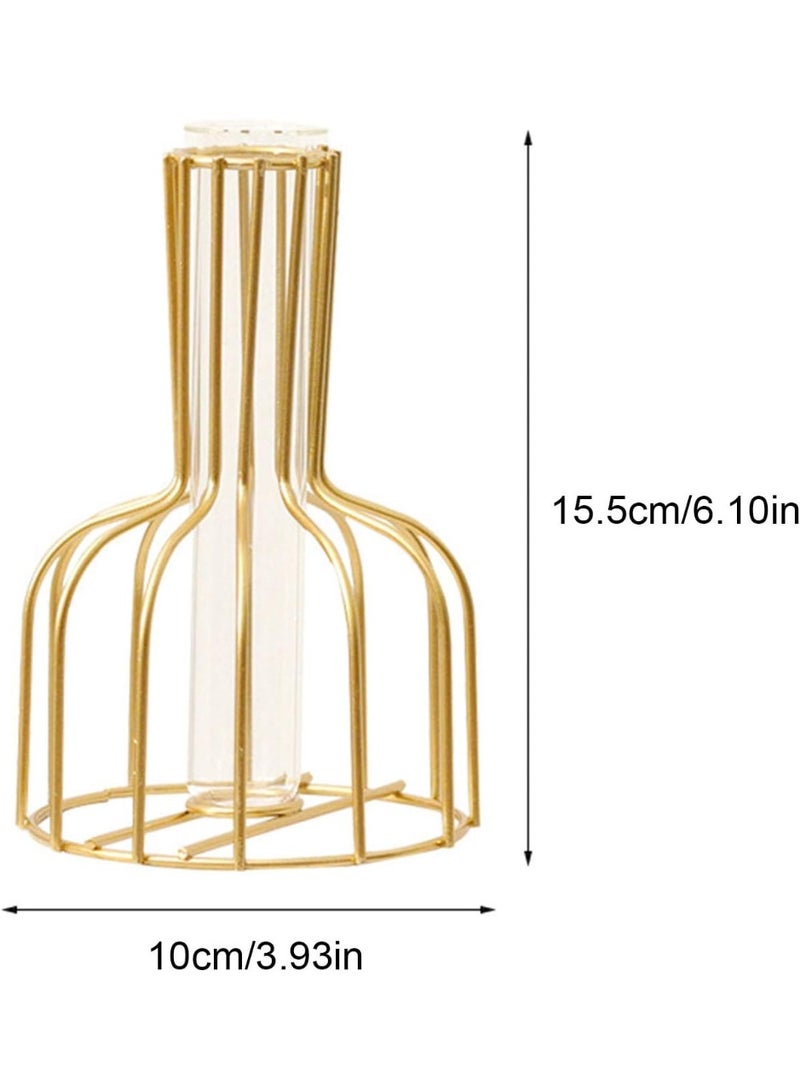 Nordic Style Glass Vase with Metal Rack Stand – Modern Tabletop Plant Holder for Hydroponic Displays and Living Room Decor - Image 1