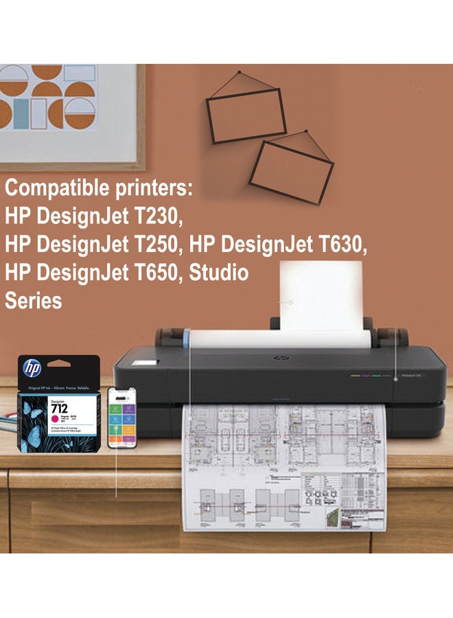 HP خرطوشة حبر 712 لطابعات ديزاين جيت T230/T250/T650 من إتش بي أرجواني - Image 2