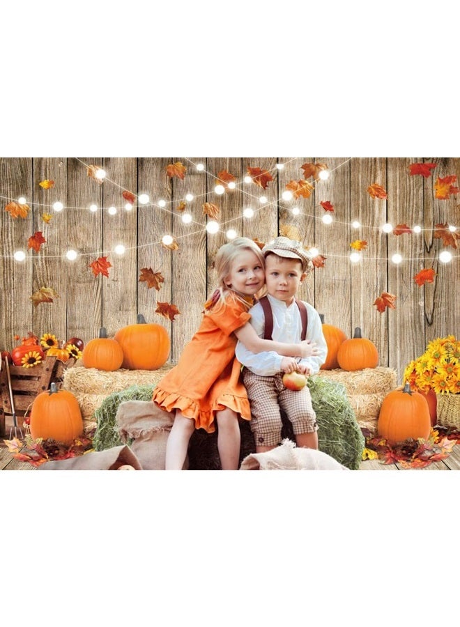 7x5ft Fall Thanksgiving Halloween Photo Backdrop Fall Backdrops for Photography Autumn Pumpkin Harvest Barn Background Friendsgiving Party Supplies Farm Harvest Banner Decor Photo Booth Prop