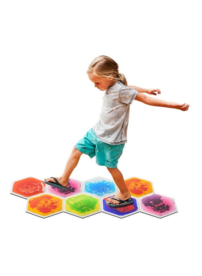 Art3d 6-Tile Hexagon Sensory Floor Tiles for Kids, Toddlers and Children, Colorful Liquid Sensory Activity Mat for Active Play and Decorative - Image 2