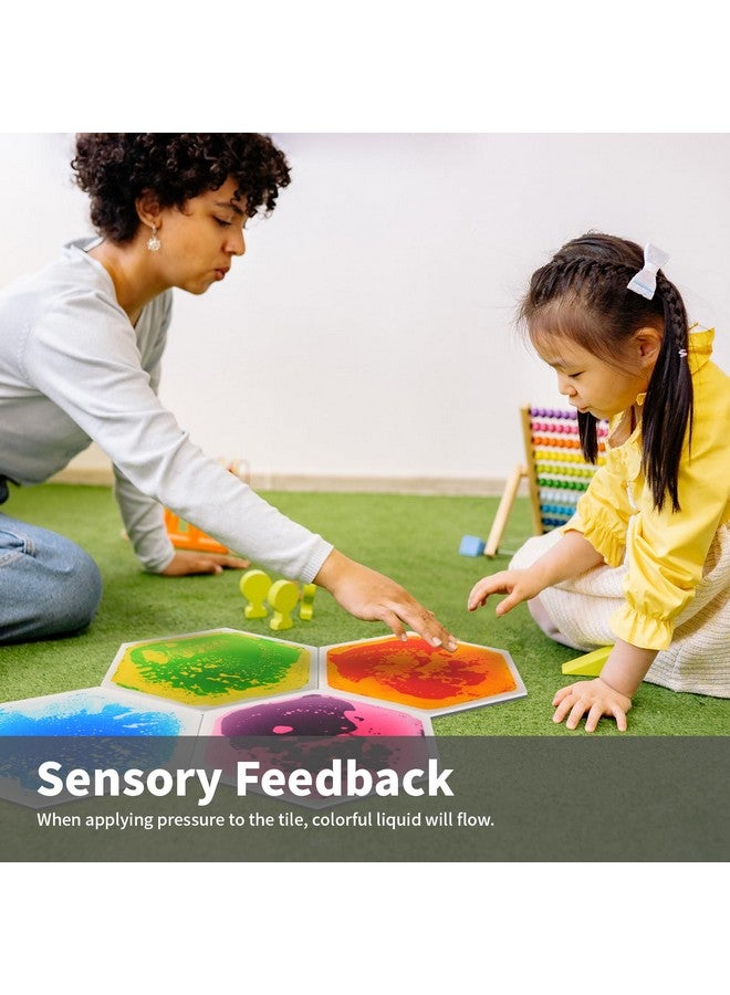 Art3d 6-Tile Hexagon Sensory Floor Tiles for Kids, Toddlers and Children, Colorful Liquid Sensory Activity Mat for Active Play and Decorative - Image 3